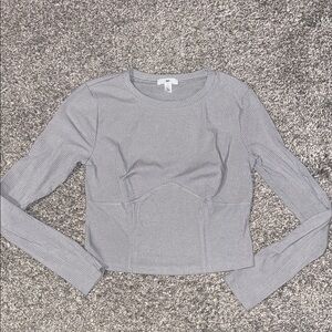 BP Gray Ribbed Long Sleeve Top